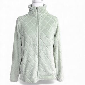 Jason Maxwell Jacket Womens S Full Zip Soft & Fuzzy Polka Dot with Plush Texture